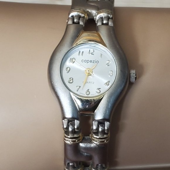 Capezio Ladies Watch-Brushed Stainless Steel with Gold Accented Links